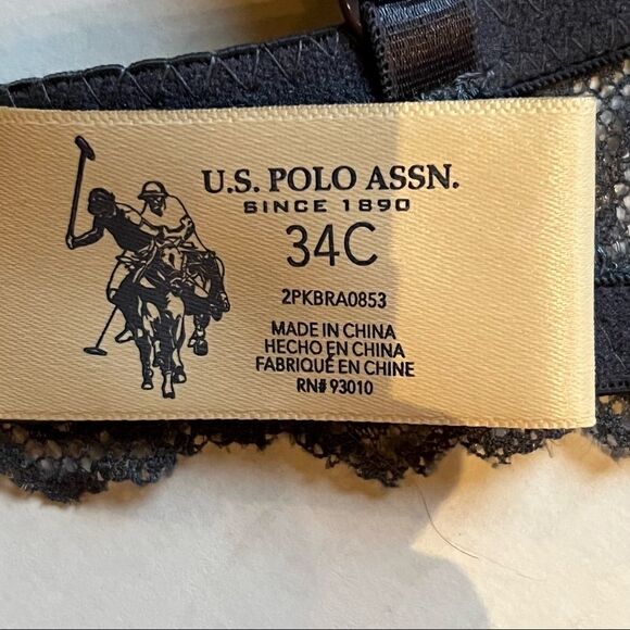 U.S. Polo Assn. Bra 34C blue and gray push up and underwire padded, lace - Picture 3 of 9